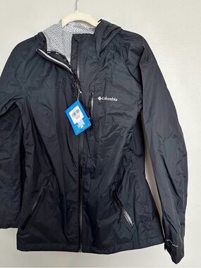 Columbia whisper ridge II Black Lightweight Hooded Rain Jacket women medium